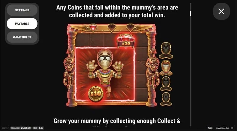 Wrappin' More Gold - fuinneog leis na rialacha agus an fhaisnéis chluiche